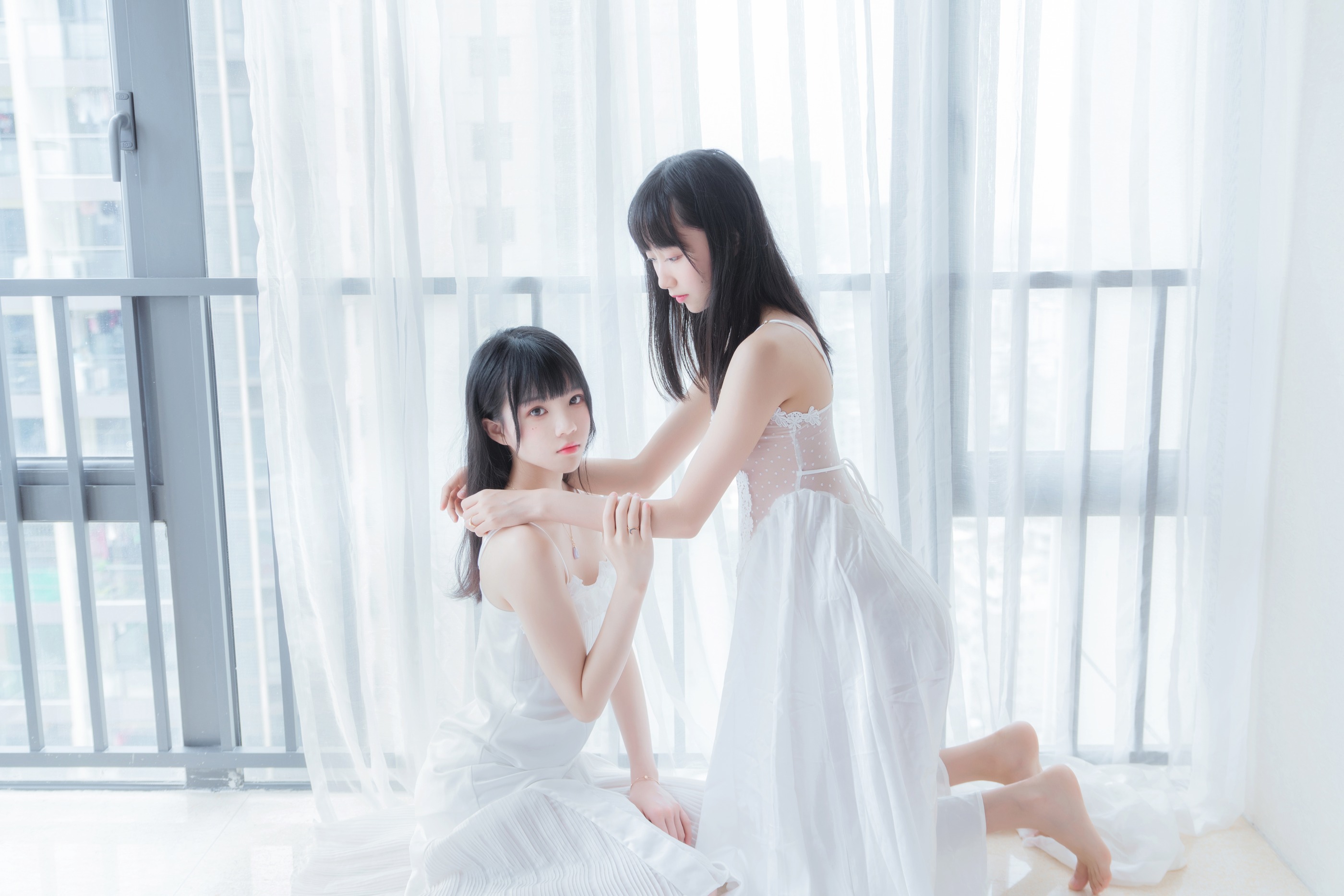 图片[1]-桜桃喵 – NO.064 朝(白裙×白裙) [58P]-XikXak